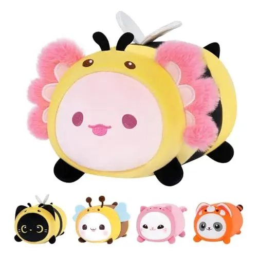 Produktbild: Mewaii Axolotl Biene Plüschkissen 20CM Weiches Kawaii Kuscheltier für Kinder,Niedliches Salamander Plüschtier,Perfektes Kuschelkissen und Geschenk