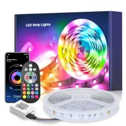 Produktbild: Mexllex LED Strip 5m, RGB LED Streifen, Farbwechsel LED Band mit IR Fernbedienung,16 Mio. Farben, Musik Sync, für TV Zuhause, Schlafzimmer, Küche, Decke, Party
