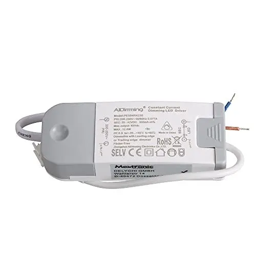 Produktbild: Mextronic LED Konstantstromquelle Trafo Dimmbar Flackfrei Stromquelle Phasenabschnitte Bis 12W 300mA Transformator für Beleuchtung