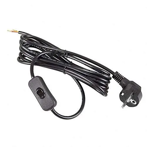 Produktbild: Mextronic Netzkabel 3 m Schuko Schutzkontaktstecker + Schalter 300SW schwarz offenes Ende