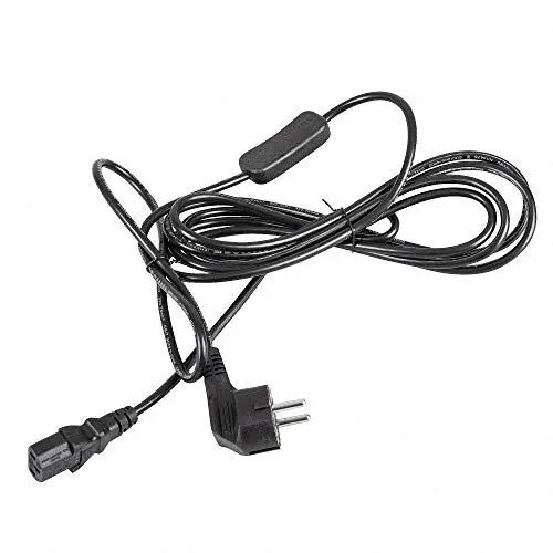 Produktbild: Mextronic Netzkabel 3 m Schuko Schutzkontaktstecker (gewinkelt) + Schalter 300SW C13 schwarz