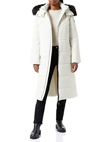 Produktbild: Mexx Women's Midi Length Hooded Padded Jacket with Fake fur Collar Parka, Ecru, S