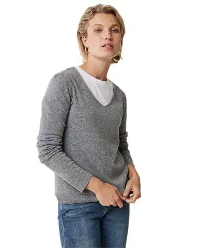 Produktbild: Mexx Women's V-Neck Knitted top Pullover Sweater, Mid Grey Melee, L