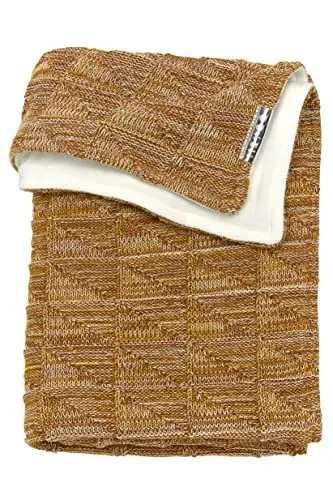 Produktbild: Meyco Baby Block Mixed Velvet Babydecke, gestrickte Wiegedecke (aus 80% Baumwolle und 20% Polyester, vielseitig einsetzbar, einfache Pflege, atmungsaktiv, Größe: 100 x 150 cm), Ockergelb/Camel