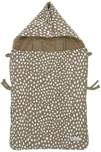 Produktbild: Meyco Baby Cheetah Fußsack für den Autositz (bequem und warm, kompatibel mit Autositz der Gruppe 0, maschinenwaschbar, aus 100% Baumwolle, Größe: 40 x 82 cm), Taupe