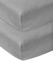 Produktbild: Meyco Baby Uni fitted sheets 2-pack for the side bed (soft jersey quality sheets, made from 100% cotton, perfect fit thanks to all-round elastic band, breathable, dimensions: 50/90 cm), grey