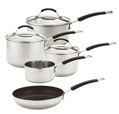 Produktbild: Meyer Induktion Topfset mit Stieltöpfen, Milchtopf und Bratpfanne 24cm - Edelstahl-Kochgeschirr Set - Backofenfest und Spülmaschinenfest- 5 Teile