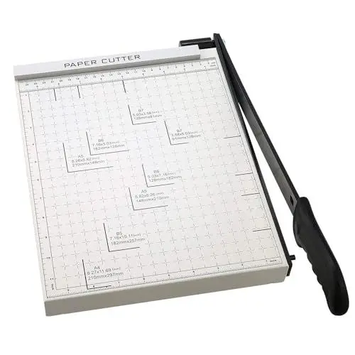 Produktbild: Meykey Papierschneider Profi Fotoschneider Papierschneidemaschine Schneidegerät Hebelschneider Schrottmaschineider, für Foto, Papier, Pappe, A4, Weiß