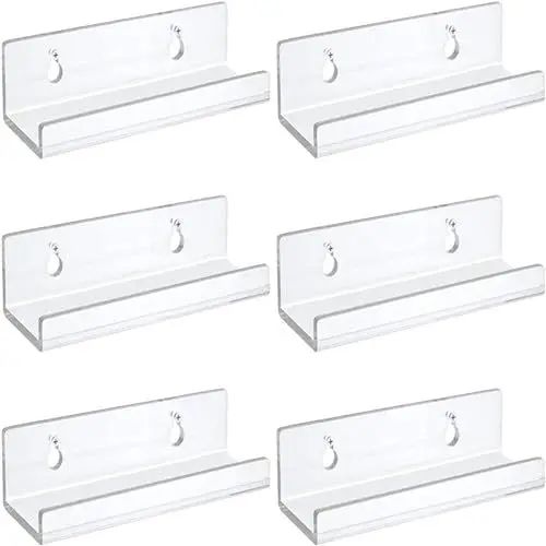 Produktbild: MEZOKUCEL Vinyl-Wandhalter aus transparentem Acryl, 6 Stück Wandhalter für Vinylscheiben, Regal für Vinylscheiben, Display für Vinylscheiben, Wandregale für Bücher von Fotos
