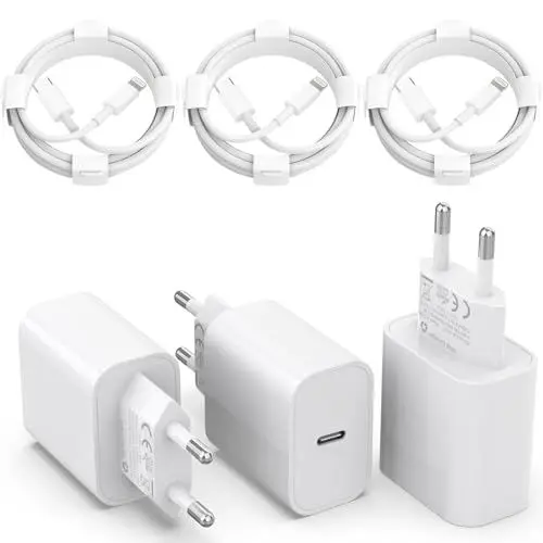 Produktbild: (MFi Certified) 25W USB C Ladegerät,3er Pack iPhone Ladegerät und 2M iPhone Ladekabel*3, PD 3.0 USB C Schnellladegerät iPhone auf Lightning Kabel 2M für iPhone 14 Pro Max 13 12 11 XS SE iPad