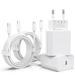 Produktbild: (MFi Certified) 25W USB C Ladegerät,4er Pack iPhone Ladegerät und iPhone Ladekabel, USB C Netzteil PD 3.0 Schnellladekabel iPhone auf Lightning Kabel 2M für iPhone 14 Pro Max 13 12 11 XS Max iPad