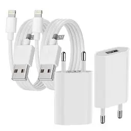 Produktbild: (MFi Certified) USB Ladegerät, 2er Pack iPhone Ladegerät und 2M*2 iPhone Ladekabel Schnellladekabel USB Netzteil Lightning Kabel Ladeadapter für iPhone 14/13/12/11 Pro/XS Max/XR/X/8/8 Plus/7 (A1400)