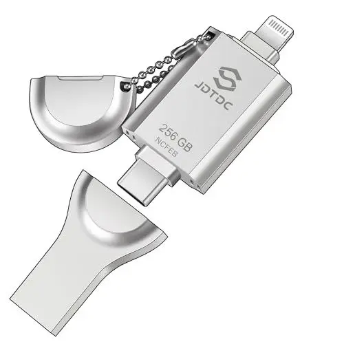 Produktbild: MFi-zertifizierter 256GB Foto-Stick-iPhone-15 iPad-Speicherstick Speichererweiterung-für-iPhone-USB C Speicher USB-Stick-Lightning-iPhone-Flash-Laufwerk 3 in 1 USB C Stick Handy Android iPad-Memory