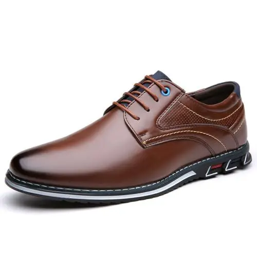Produktbild: MFQLL Modische Herrenschuhe für Herren, Business-Freizeitschuhe für Herren aus Lackleder, Schwarze Herrenschuhe mit spitzer Zehenpartie, formelle Turnschuhe für Freizeitkleidung(Brown,51 EU)