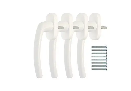 Produktbild: MFT Fenster - 4 x Standard Fenstergriff für Fenster und Balkontür - Premium Fensterolive – Fensterbeschlag Weiß – Stiftlänge 35 mm