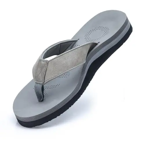 Produktbild: MGGMOKAY Herren Flip Flops Weiche Zehentrenner Outdoor Sports Pantoffeln mit orthopädischer Fußgewölbeunterstützun,Grau,44