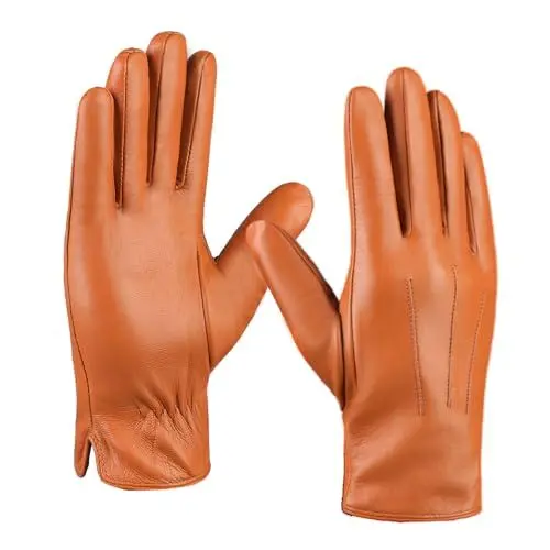 Produktbild: MGGMOKAY Herren Lederhandschuhe Touchscreen Kaschmir gefüttert,bräunen,L