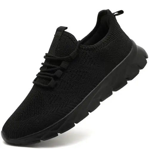 Produktbild: MGNLRTI Schuhe Herren Sneaker Slip on Hallenschuhe Laufschuhe Gym Sommerschuhe Sportschuhe Turnschuhe Fitnessschuhe Joggingschuhe Freizeitschuhe Schwarze Größe 41 EU