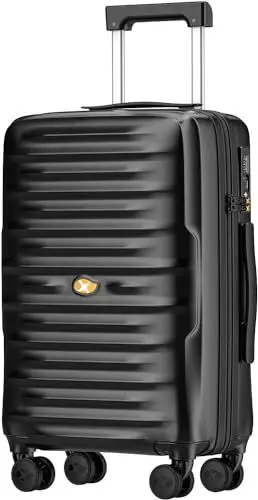 Produktbild: MGOB Koffer Handgepäck Hartschalen Trolley Polycarbonat Leicht Reisekoffer mit TSA-Schloss, 55x36x21cm, Schwarz