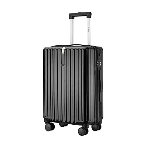 Produktbild: MGOB Koffer Handgepäck Hartschalen in Polycarbonat Reisekoffer mit 4 Rollen und Haken | 55x37x22cm | 41L(Schwarz, M)