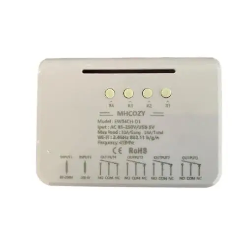 Produktbild: MHCOZY Ewelink WiFi-Relais, selbsthemmend/verriegelnd/momentan Relaisschaltermodul, arbeiten Sie mit Alexa Assistant(220V 4CH WIFI RF)