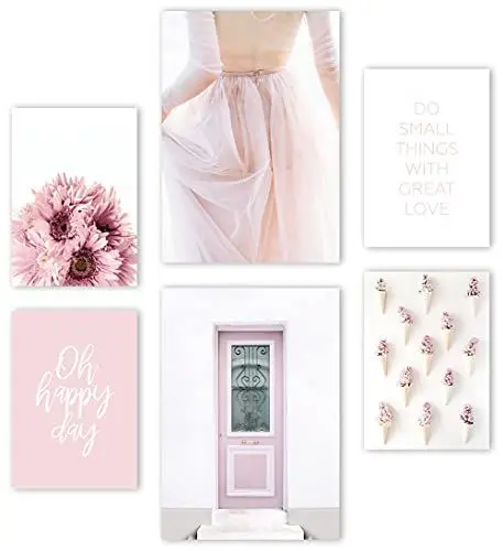 Produktbild: Mia Félice Premium Poster Set » Sweet Pink « 2x A3 | 4x A4 - Moderne Bilder für das Wohnzimmer und Schlafzimmer - Wandbilder ohne Rahmen - Flur Deko - Dekoration
