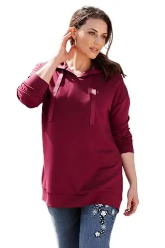 Produktbild: MIAMODA Damen große Größen Übergrößen Plus Size Hoodie, Kapuzensweater, Langarm kastanienbraun 42 202223110-42