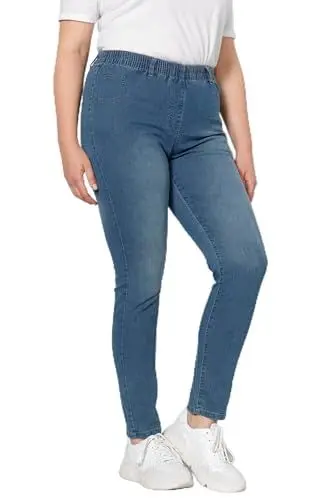 Produktbild: MIAMODA Damen große Größen Übergrößen Plus Size Jeggings, Elastikbund mit Gürtelschlaufen Bleached Denim 30 202245907-30