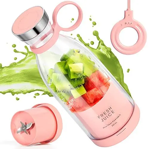 Produktbild: MIAOKE Tragbarer Mixer, modischer, tragbarer Mixer für Shakes und Smoothies, 334 ml, magnetischer USB-Schnellladung, Mini-Flasche, für Reisen, Outdoor, Fitnessstudio, Büro, Autos, Geschenk, PK