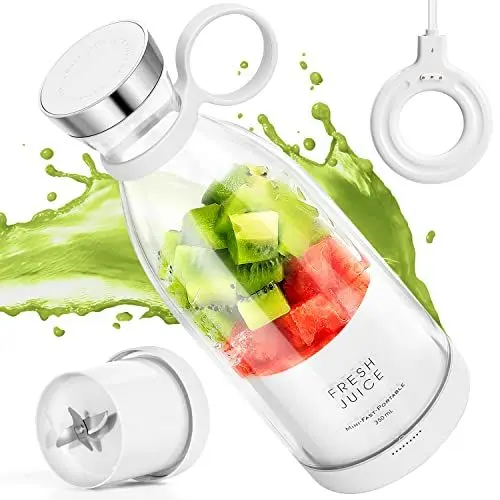 Produktbild: MIAOKE Tragbarer Mixer, modischer, tragbarer Mixer für Shakes und Smoothies, 334 ml, magnetischer USB-Schnellladung, Mini-Flasche, für Reisen, Outdoor, Fitnessstudio, Büro, Autos, Geschenk – WH
