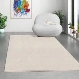 Produktbild: Mia's Teppiche Comfort Moderner Flauschiger Kurzflor Teppich, Anti-Rutsch Unterseite, Waschbar bis 30 Grad, Super Soft, Felloptik, Creme, 200 x 280 cm