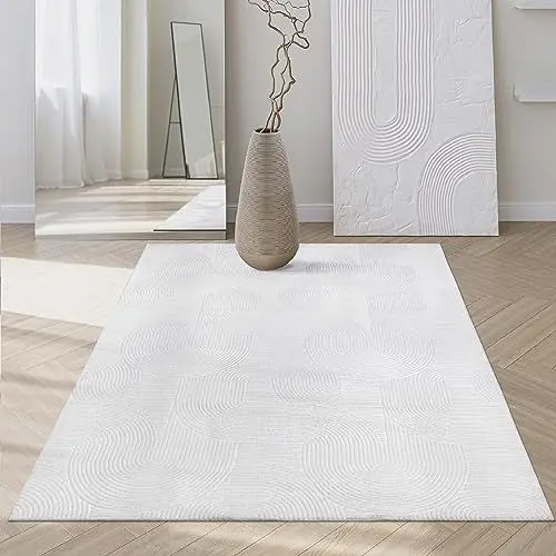 Produktbild: Mia´s Teppiche Rosy - stilvoller 3D Teppich mit Anti-Rutsch-Rücken, flauschig, rutschfest und pflegeleicht, Weiß, 160 x 220 cm