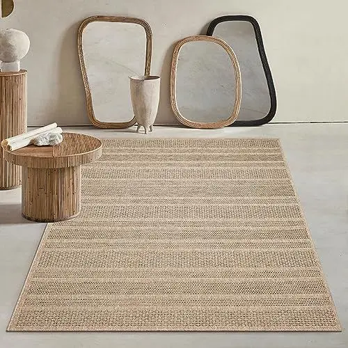 Produktbild: Mia´s Teppiche Soil - wetterfester In- und Outdoor Teppich im Natürlichem Jute-Look, wetterfest, geeignet für Terrasse und Garten, ca. 120 x 170 cm