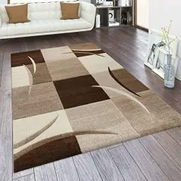 Produktbild: Paco Home Teppich Wohnzimmer Kurzflor Schlafzimmer Modern Geometrisches Muster Kariert Meliert, Grösse:120x170 cm, Farbe:Braun