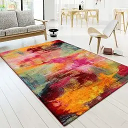 Produktbild: Paco Home Teppich Wohnzimmer Schlafzimmer Jugendzimmer Kurzflor Modern Vintage Abstrakte Muster, Grösse:80x150 cm, Farbe:Bunt 5