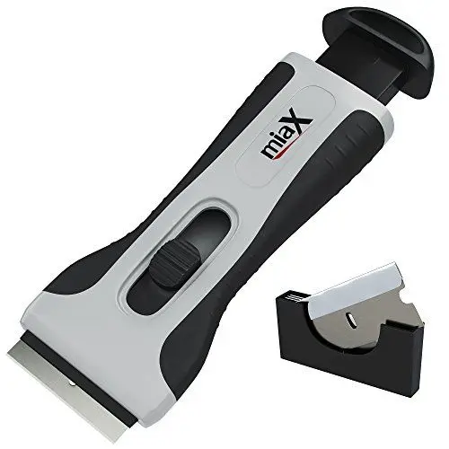 Produktbild: miaX Profi Kochfeldschaber - Ihr zuverlässiger Schaber für Küche und Haushalt - Stabiler Glaskeramikschaber mit Soft-Touch Griff - Ersatzklingen im Glasschaber integriert