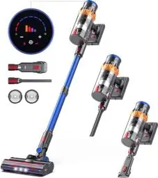 Produktbild: MIBODE Akku Staubsauger, 45000Pa/550W/70Mins Staubsauger Kabellos mit Smart Display, Staubsauger mit Automatikmodus & Anti-Verhedderung-Bürste für Teppich, Hartboden und Tierhaare