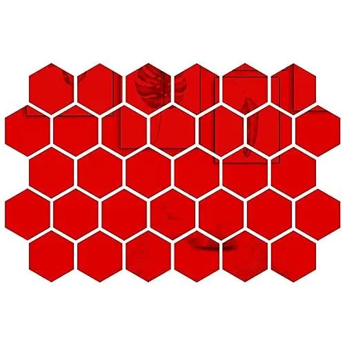 Produktbild: MicButty Spiegelfolie Selbstklebend, 32 Stück Spiegel Wandaufkleber, Acryl Spiegel Wand Dekor, 3D Sechseck Wandspiegel Aufkleber, DIY Spiegel für Junge Mädchen Kinderzimmer,Wohnzimmer,Schlafzimmer