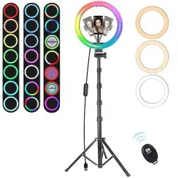 Produktbild: MICCYE Ringlicht mit Stativ 10 Zoll RGB Ring Light Gesamthöhe 180cm Ringleuchte Selfie Ringlicht Handy für Video Makeup Fotografie