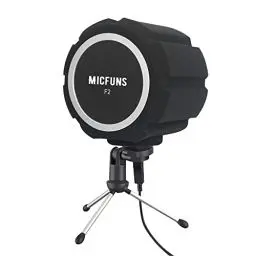 Produktbild: Micfuns Professioneller Mikrofon Windschutzscheiben Pop Filter, Akustikfilter für 45-60cm Aufnahmestudio-Mikrofone, schallabsorbierender Schaumstoff, der Lärm und Reflexionen reduziert (Schwarz0)