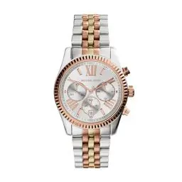 Produktbild: MICHAEL KORS Lexington Chronograph Quarzuhr mit Silber- und Goldtönen Edelstahlarmband für Damen MK5735