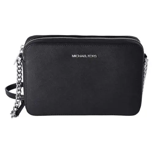 Produktbild: Michael Kors Schultertasche, Saffiano-Leder, mittlere Handtasche, Jet-Set, Schwarz, Medium