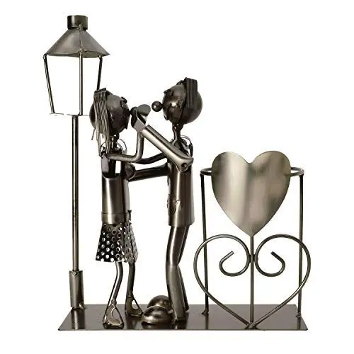 Produktbild: Michel Toys Flaschenhalter Tanzpaar mit Laterne für Teelicht, Kerze, Metall, Silber