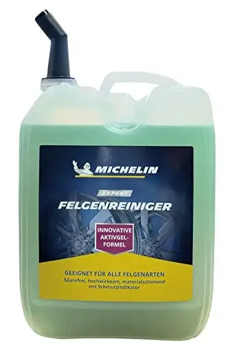 Produktbild: MICHELIN EXPERT Felgenreiniger 5L | Säurefreies Felgenreinigungsmittel mit Farbindikator & Aktiv-Gel | Für alle Felgenarten: Alu, Stahl & Chrom | Felgenpflege im 5000 ml Kanister | Made in Germany