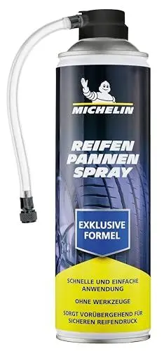 Produktbild: MICHELIN Reifendichtmittel Pannenspray Auto – Blitzschnelle Reifenreparatur ohne Werkzeug | Für PKW, SUV & Wohnwagen | 500 ml Notfall-Pannenspray