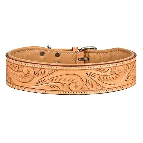 Produktbild: MICHUR Felipe Hundehalsband Leder, Lederhalsband Hund, Halsband, Leder, Caramel, Beige, Braun, MIT STANZUNGEN, in verschiedenen Größen erhältlich