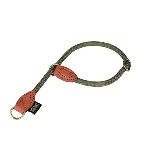 Produktbild: Michur Sherpa Free Green Hornet, Hundehalsband aus Tau mit Lederverstärkung, Dressurhalsung für Hunde mit Zugstopper Rund mit Polyamidkern und aus Nylon geflochten, Halsband für Hunde in 50cm.