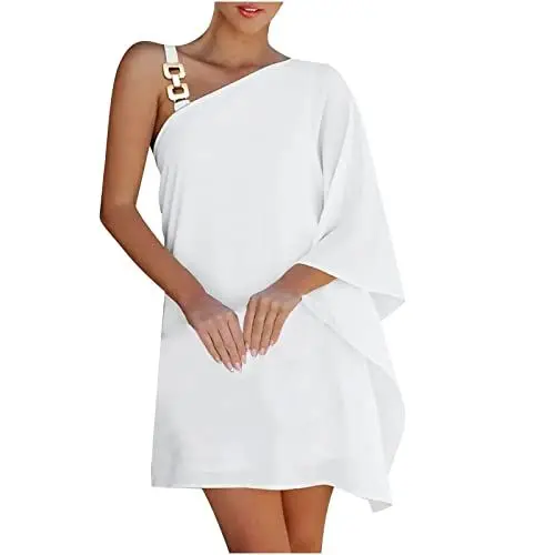 Produktbild: MICKURY Sommerkleider,Frauen Kleid,wickelkleid Sommer,brautkleid Weiss,Trauzeugin Kleid,jerseyröcke,hochzeitskleid rot,tulpenröcke,Freizeitkleid,figurschmeichelnde Kleider(B-Weiß,XL)