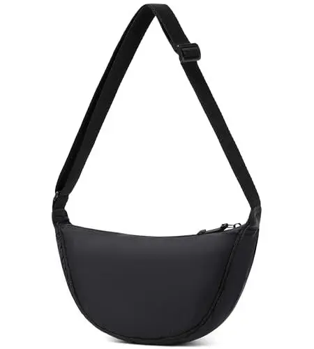 Produktbild: Micmores Umhängetasche Damen Stylisch - Nylon Crossbody Bag, Halbmond Schultertasche Mit Einstellbarem Schultergurt, Y2K Gürteltasche für Jeden Anlass