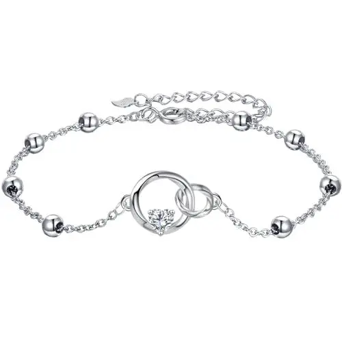 Produktbild: Micory Fußkettchen Damen 925 Silber Herz Fußkette Strand Sommer Verstellbar Schmuck Geschenke für Damen Mädchen